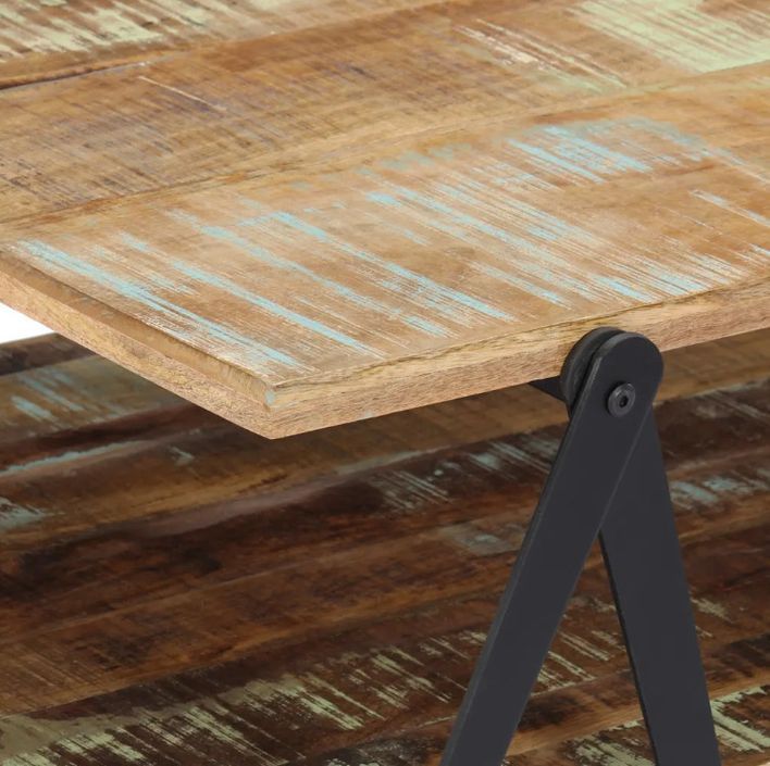 Table basse rectangulaire bois massif recyclé et métal noir Louane 2 - Photo n°6