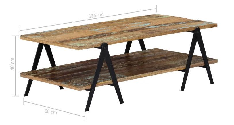Table basse rectangulaire bois massif recyclé et métal noir Louane 2 - Photo n°8