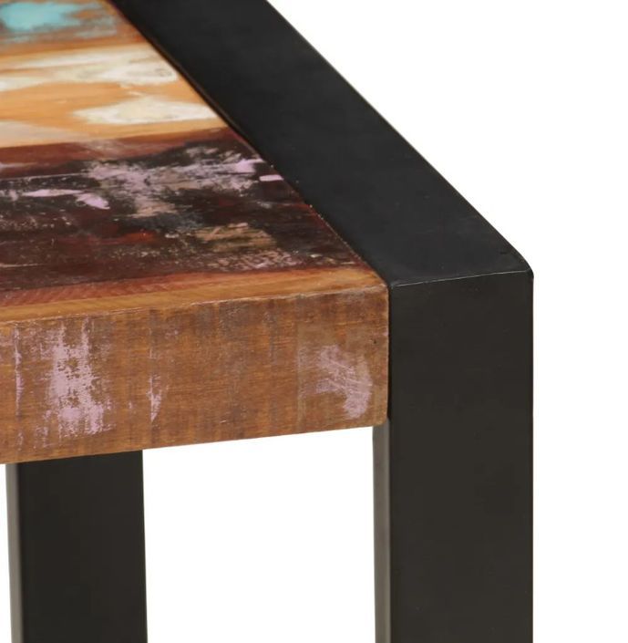 Table basse rectangulaire bois massif recyclé et métal noir Louane - Photo n°5