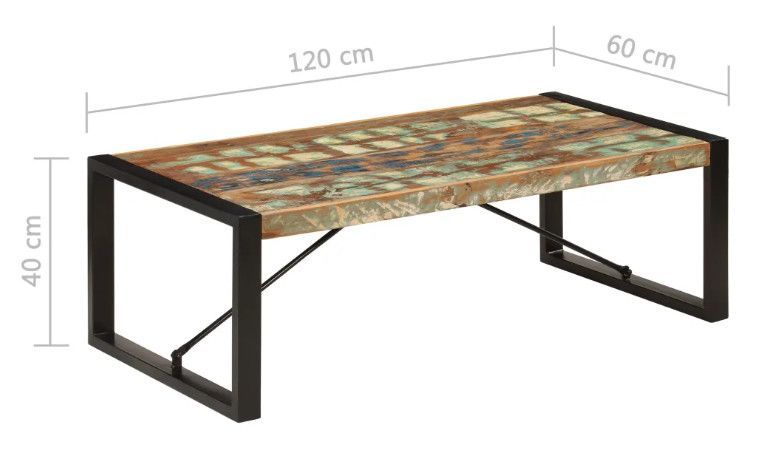 Table basse rectangulaire bois massif recyclé et métal noir Louane - Photo n°6