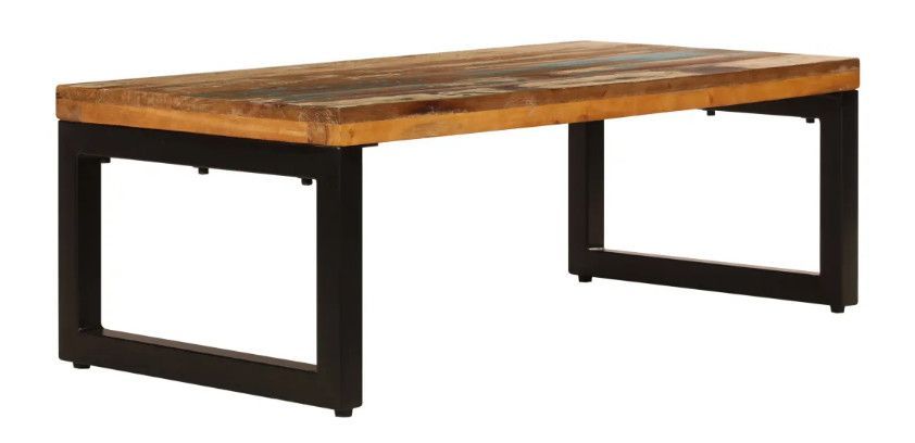 Table basse rectangulaire bois massif recyclé et pieds métal noir Boust - Photo n°2