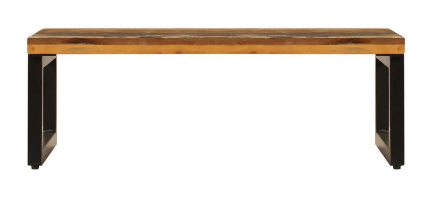 Table basse rectangulaire bois massif recyclé et pieds métal noir Boust - Photo n°3