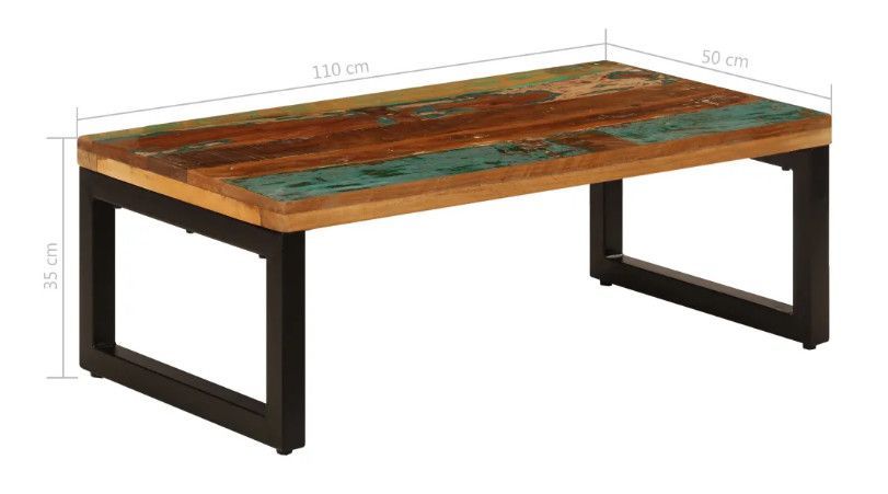 Table basse rectangulaire bois massif recyclé et pieds métal noir Boust - Photo n°7