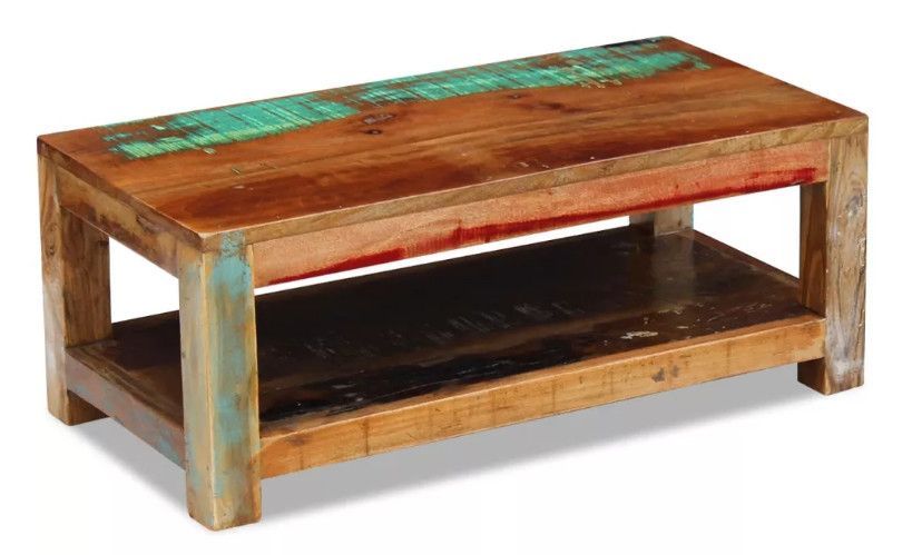 Table basse rectangulaire bois massif recyclé Moust - Photo n°1