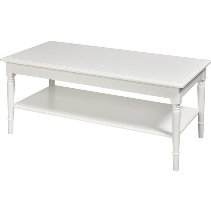 Table basse rectangulaire bois mélaminé blanc mat Riane - Photo n°1