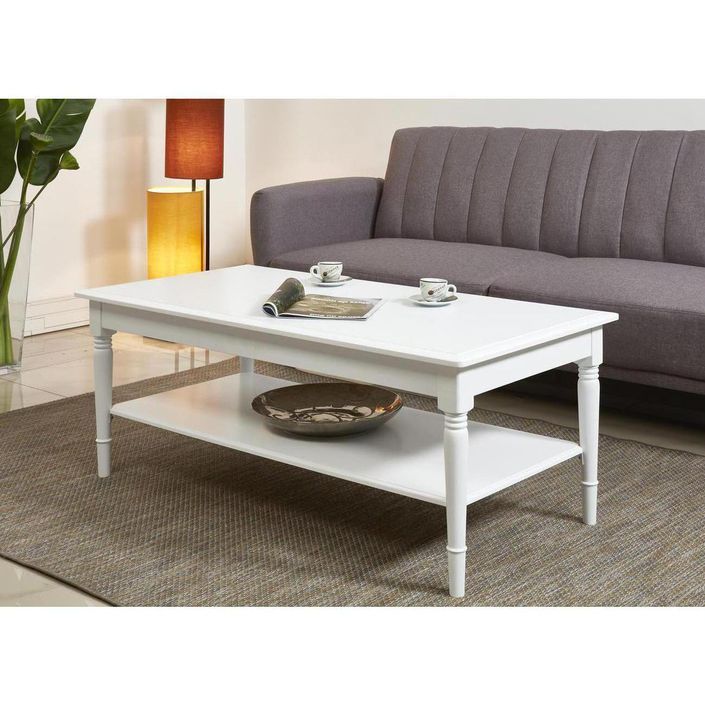 Table basse rectangulaire bois mélaminé blanc mat Riane - Photo n°5