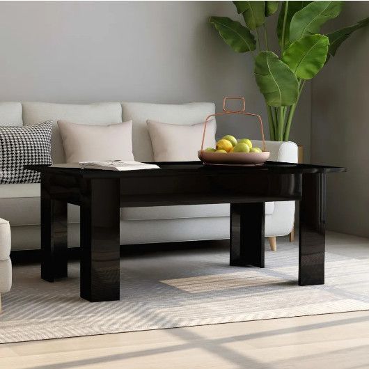 Table basse rectangulaire bois noir brillant Léonie - Photo n°2