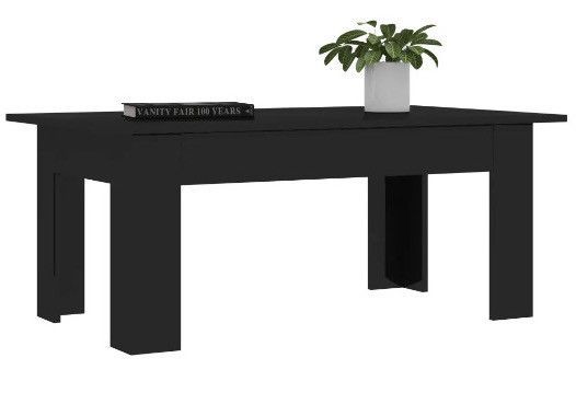 Table basse rectangulaire bois noir brillant Léonie - Photo n°1
