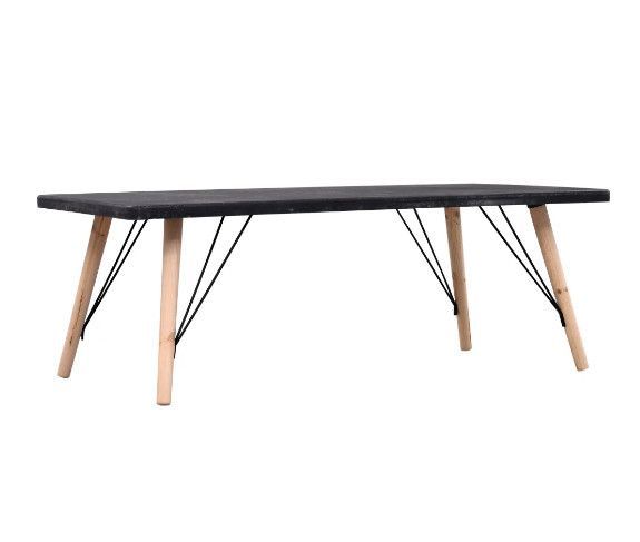 Table basse rectangulaire bois noir et pieds pin massif clair Katsa - Photo n°1