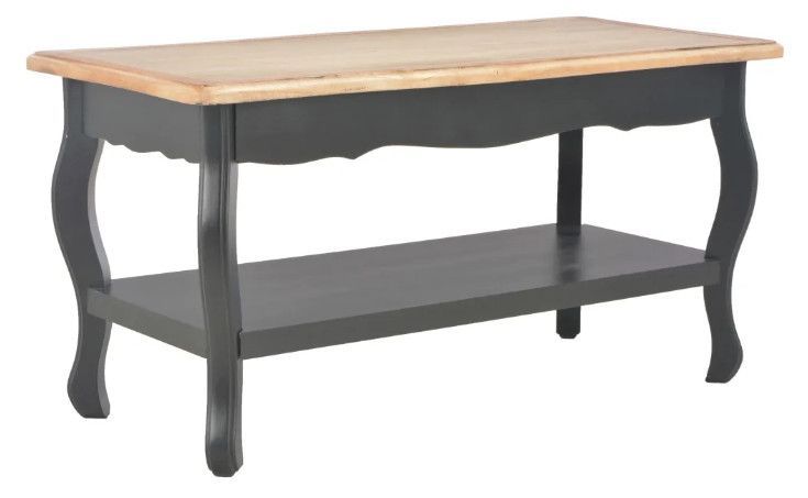 Table basse rectangulaire bois noir et pin massif clair Pamela - Photo n°1