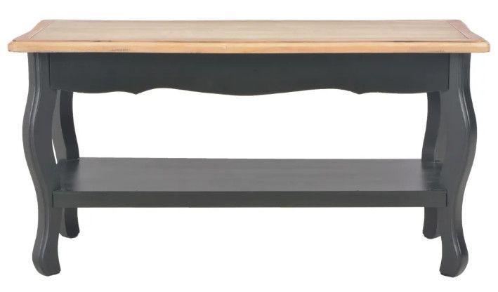 Table basse rectangulaire bois noir et pin massif clair Pamela - Photo n°2