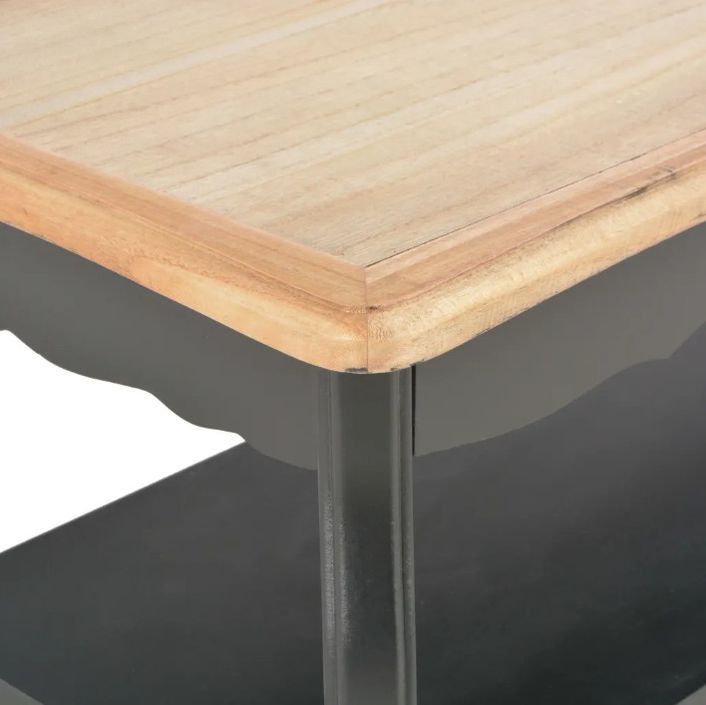 Table basse rectangulaire bois noir et pin massif clair Pamela - Photo n°5