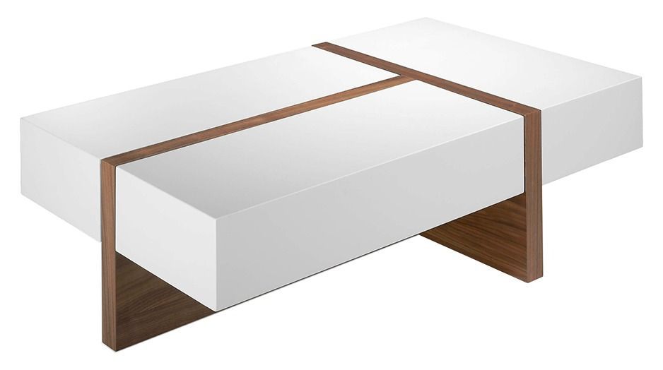 Table basse rectangulaire bois plaqué de noyer bicolore Circé - Photo n°1