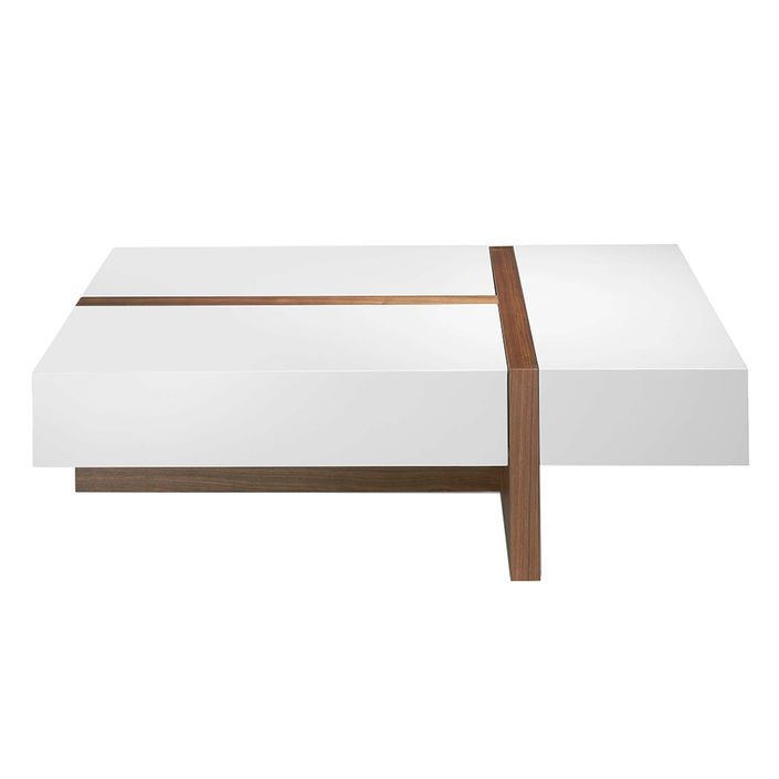 Table basse rectangulaire bois plaqué de noyer bicolore Circé - Photo n°4