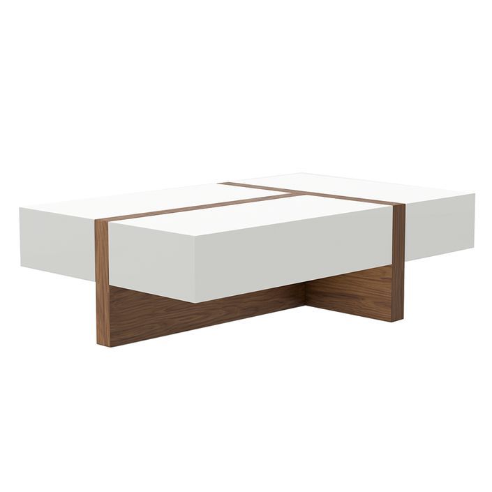 Table basse rectangulaire bois plaqué de noyer bicolore Circé - Photo n°7