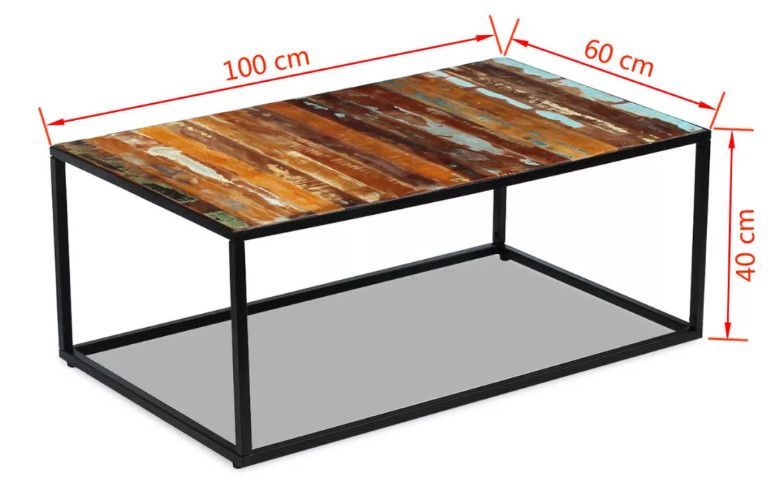 Table basse rectangulaire bois recyclé et métal noir Cloust - Photo n°5