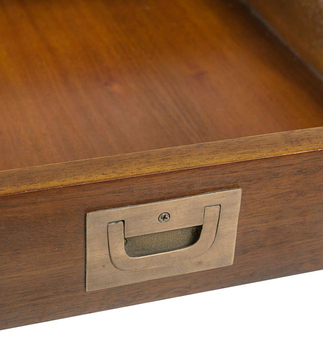 Table basse rectangulaire coloniale en bois d'acajou massif 2 tiroirs Falkane 110 cm - Photo n°4