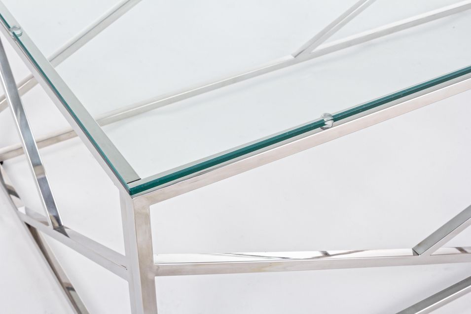 Table basse rectangulaire en verre trempé argent Rani L 120 cm - Photo n°4