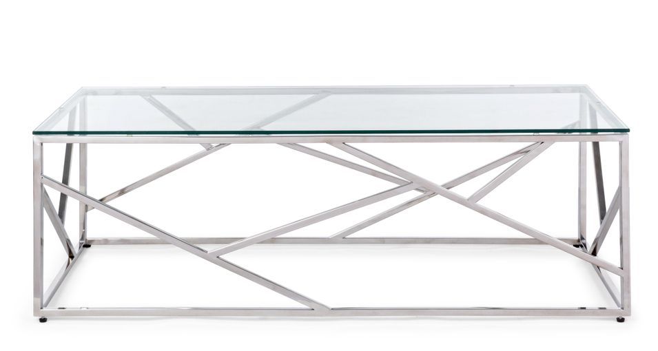 Table basse rectangulaire en verre trempé argent Rani L 120 cm - Photo n°5