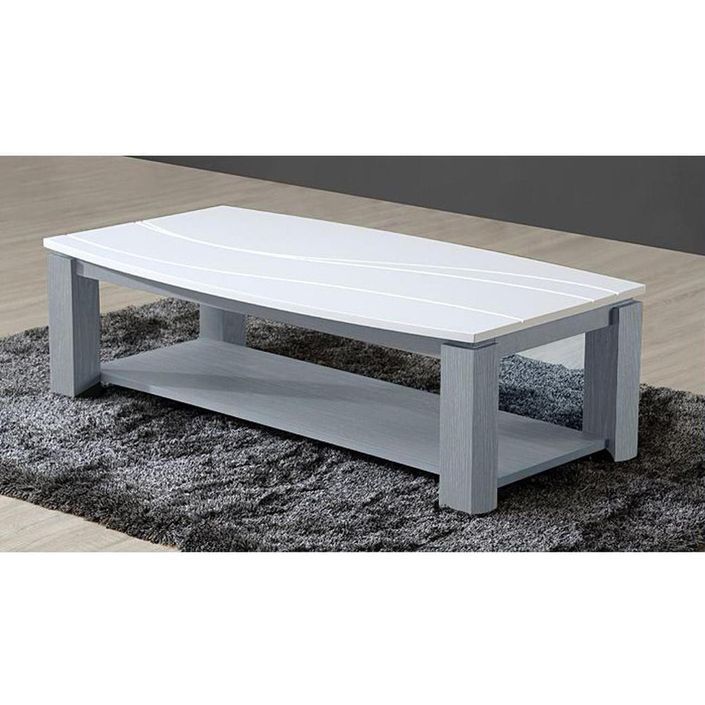 Table basse rectangulaire gris et blanc Oceanne - Photo n°3
