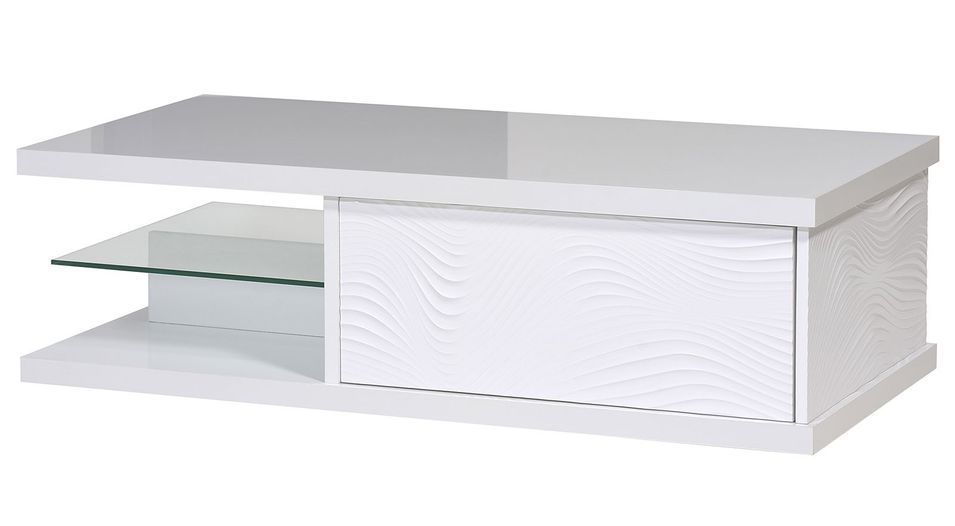 Table basse rectangulaire bois laqué blanc Kala 120 cm - Photo n°4