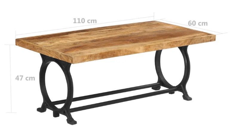 Table basse rectangulaire manguier massif clair et métal noir Stracco - Photo n°8