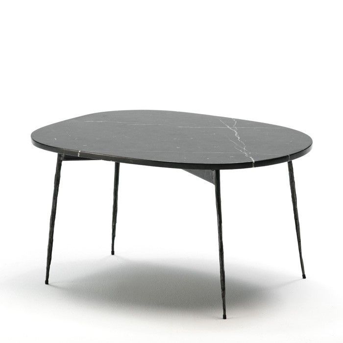 Table basse rectangulaire marbre et métal noirs Guaie H 40 cm - Photo n°1