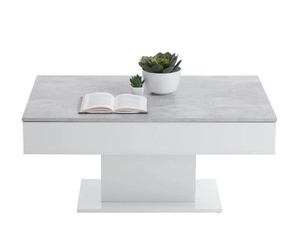 Table basse rectangulaire mélamine gris et blanc brillant Kathie - Photo n°2