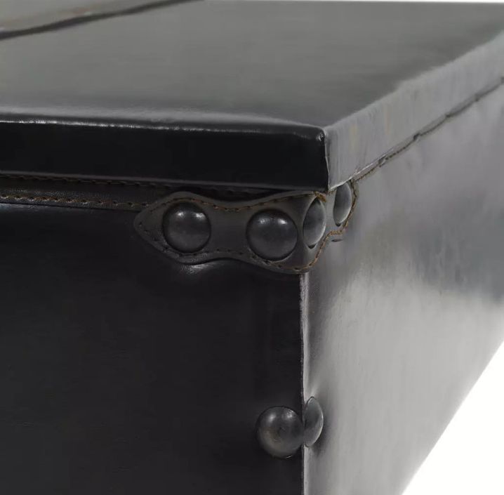 Table basse rectangulaire simili cuir et métal noir Pit - Photo n°5