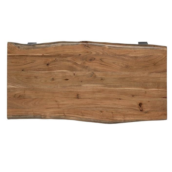 Table basse rectangulaire style industriel bois d'acacia et métal noir laqué mat Kibar 120 cm - Photo n°4