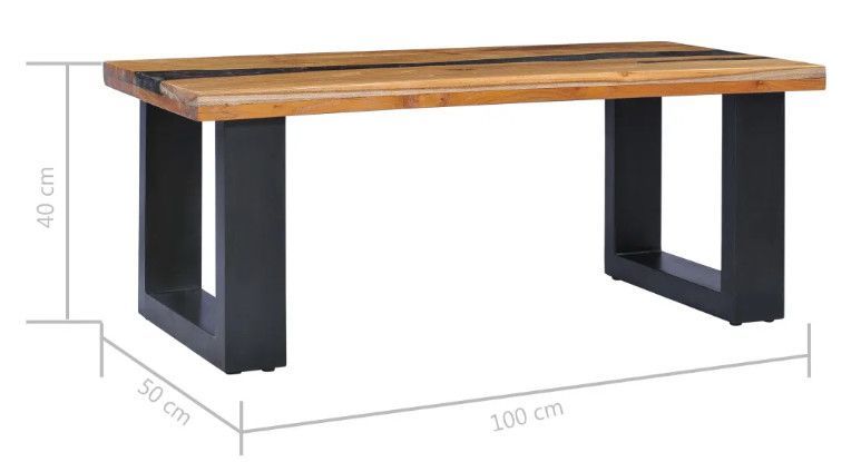 Table basse rectangulaire teck massif clair et manguier noir Tamie - Photo n°8