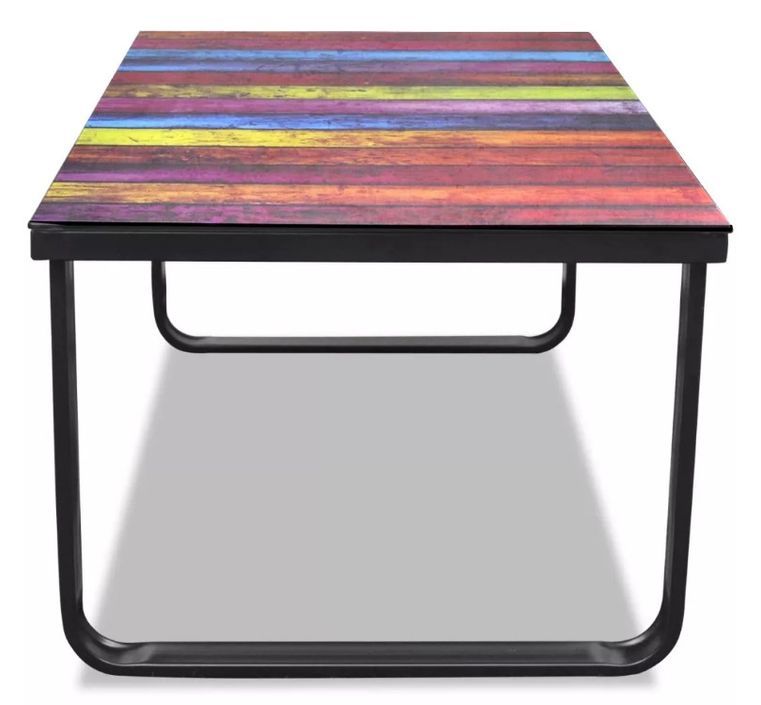 Table basse rectangulaire verre arc en ciel et métal noir Rainbow - Photo n°4