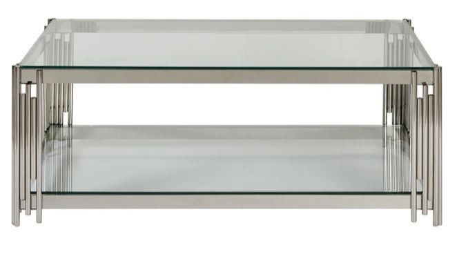 Table basse rectangulaire verre et métal chromé Marwa L 123 cm - Photo n°2