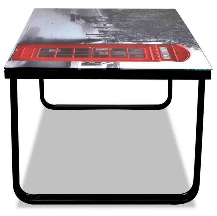 Table basse rectangulaire verre imprimé cabine téléphonique et métal noir Rainbow - Photo n°4