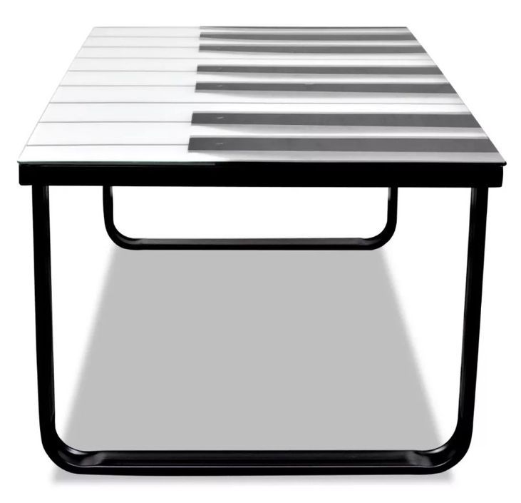 Table basse rectangulaire verre imprimé piano et métal noir Rainbow - Photo n°4