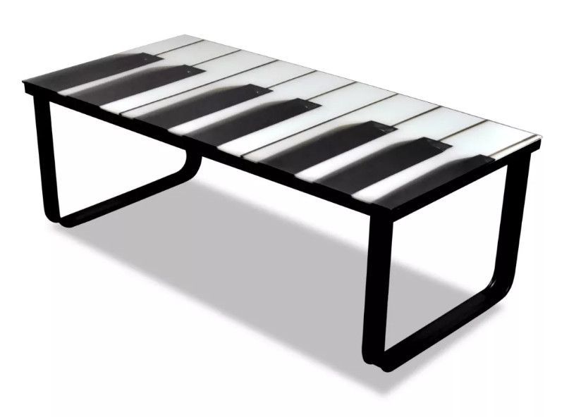 Table basse rectangulaire verre imprimé piano et métal noir Rainbow - Photo n°5
