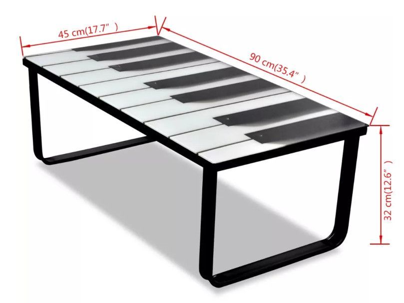 Table basse rectangulaire verre imprimé piano et métal noir Rainbow - Photo n°7
