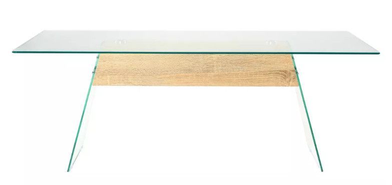 Table basse rectangulaire verre transparent et bois chêne clair Booz - Photo n°2
