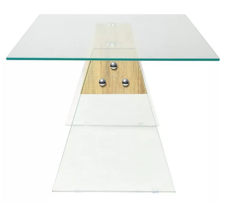 Table basse rectangulaire verre transparent et bois chêne clair Booz - Photo n°4