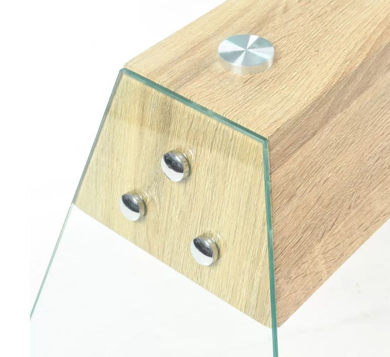 Table basse rectangulaire verre transparent et bois chêne clair Booz - Photo n°5