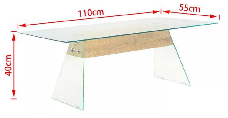 Table basse rectangulaire verre transparent et bois chêne clair Booz - Photo n°7