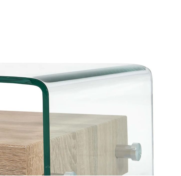 Table basse rectangulaire verre transparent et chêne clair Abyssa - Photo n°5