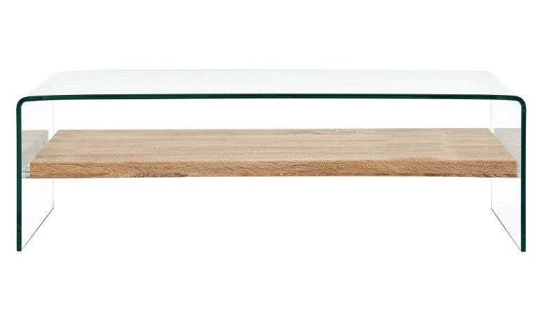 Table basse rectangulaire verre transparent et chêne clair Allissa - Photo n°2