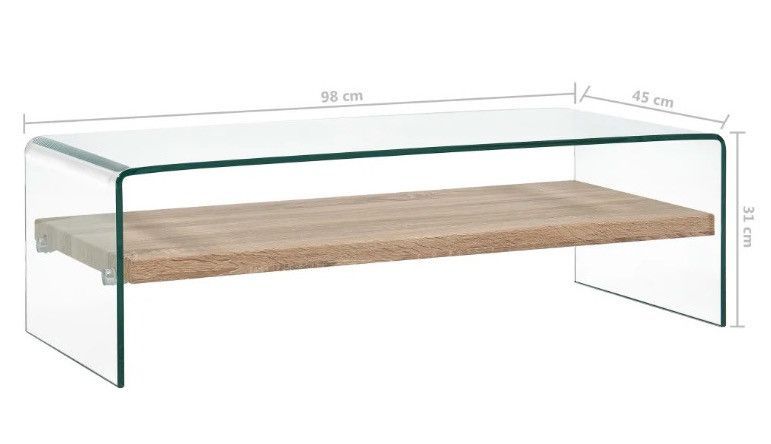 Table basse rectangulaire verre transparent et chêne clair Allissa - Photo n°5