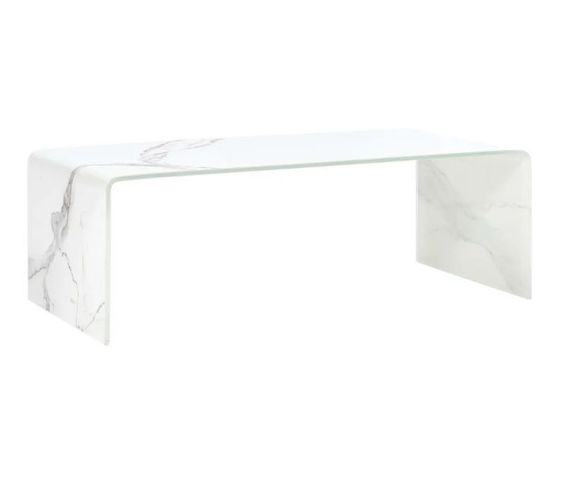 Table basse rectangulaire verre trempé blanc Amada - Photo n°1