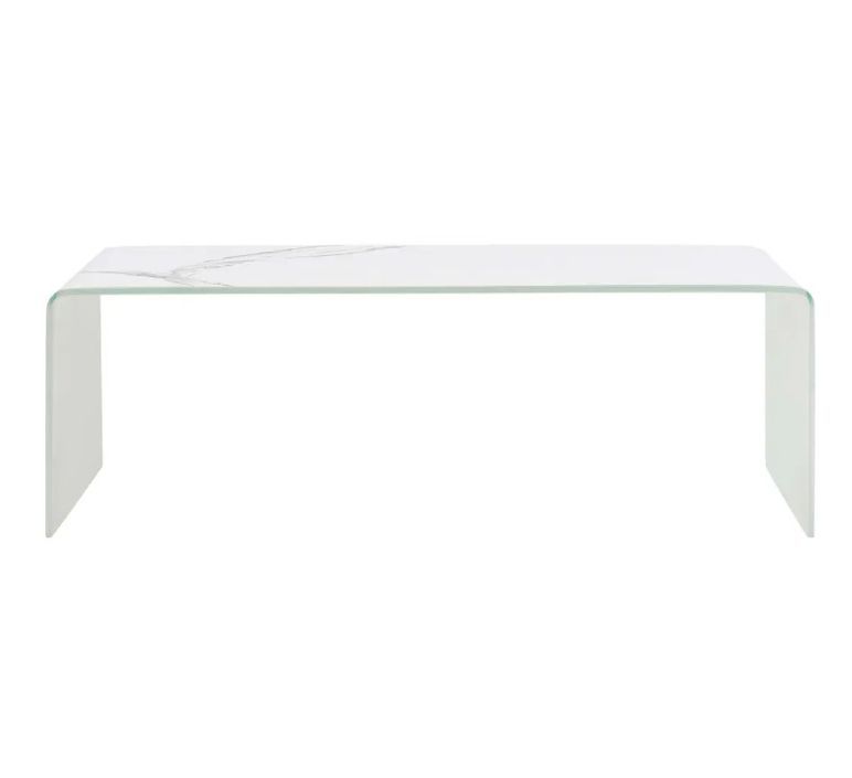 Table basse rectangulaire verre trempé blanc Amada - Photo n°2