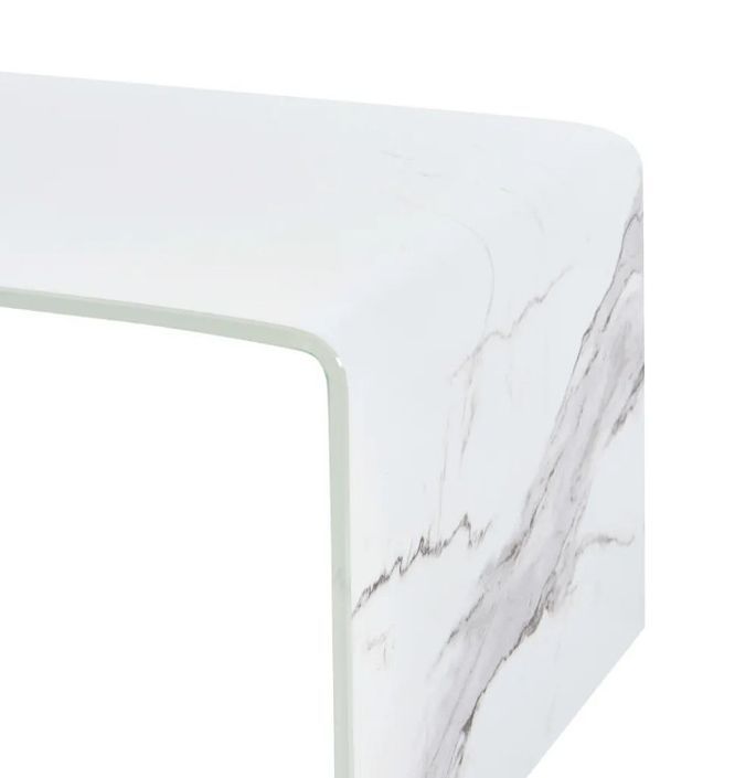 Table basse rectangulaire verre trempé blanc Amada - Photo n°4