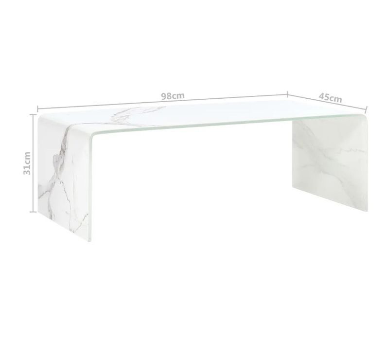 Table basse rectangulaire verre trempé blanc Amada - Photo n°5