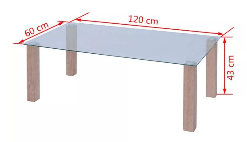 Table basse rectangulaire verre trempé et bois beige Shan - Photo n°4