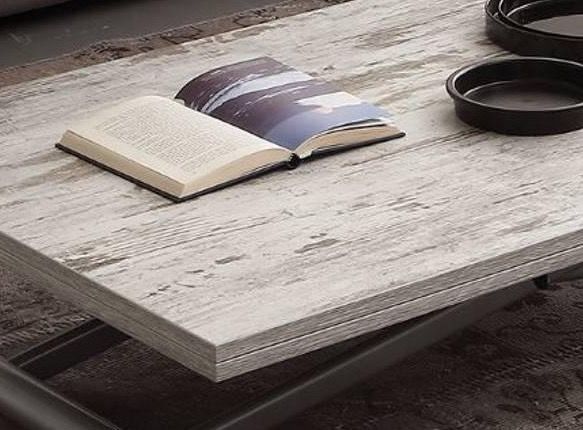 Table basse relevable bois beige vintage Soft 110x70/140 cm - Photo n°3